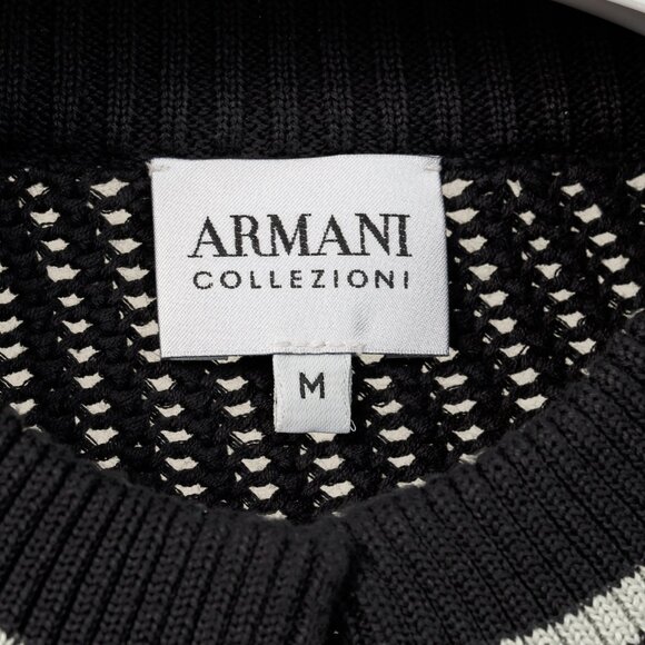Armani Collezioni Charcoal Cotton-Knit Striped-Accent Zip Jacket - Picture 8 of 10